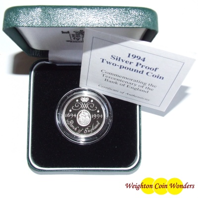 1994 Silver Proof £2 - Tercentenary Bank of England